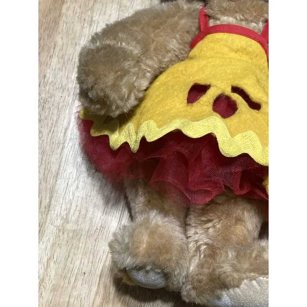 Authentic Vermont Teddy Bear Plush Jointed Suede Pads Yellow Felt Dress Red Tutu